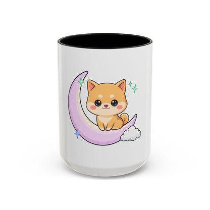 Kawaii Shiba Inu Accent Coffee Mug, Moon Puppy Gift