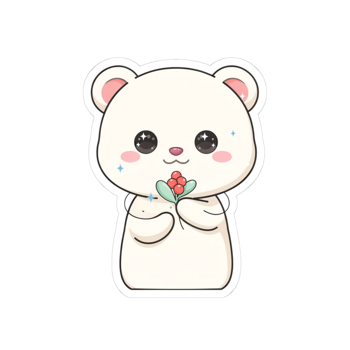 Kawaii Christmas Polar Bear Sticker with Mistletoe