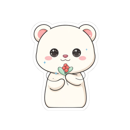 Kawaii Christmas Polar Bear Sticker with Mistletoe