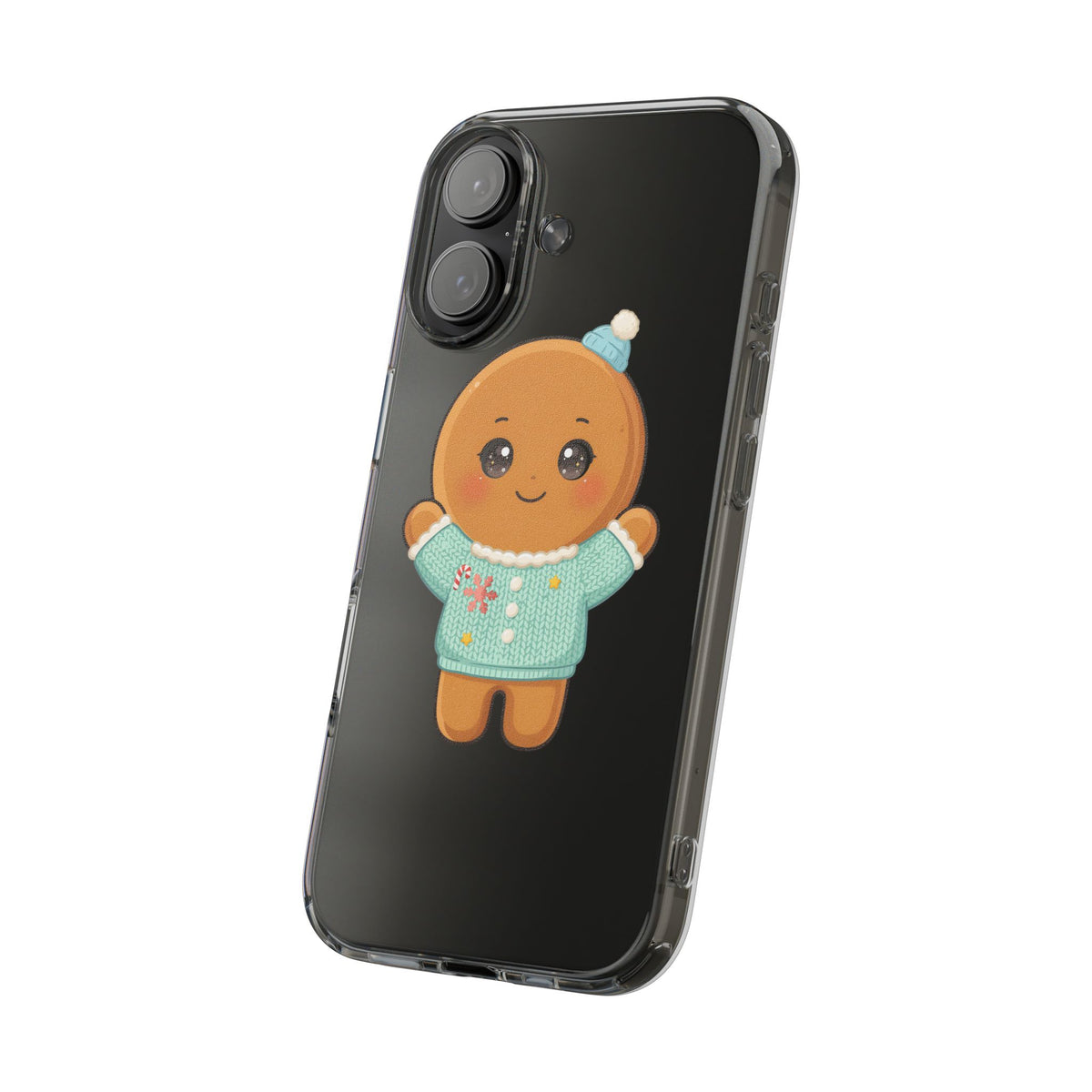 Kawaii Gingerbread Phone Case, Cute Christmas Sweater Cookie