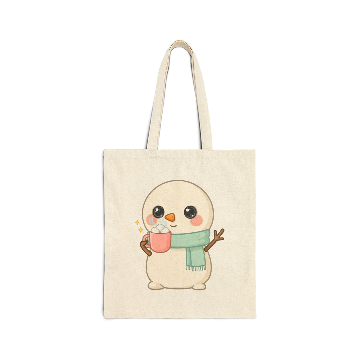 Kawaii Snowman Cotton Canvas Tote Bag for Cozy Winter Days