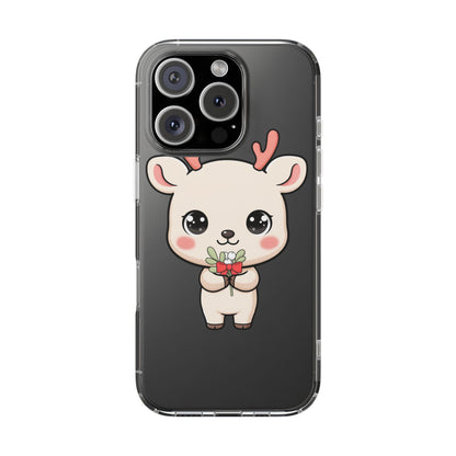 Kawaii Christmas Reindeer Clear Phone Case Gift