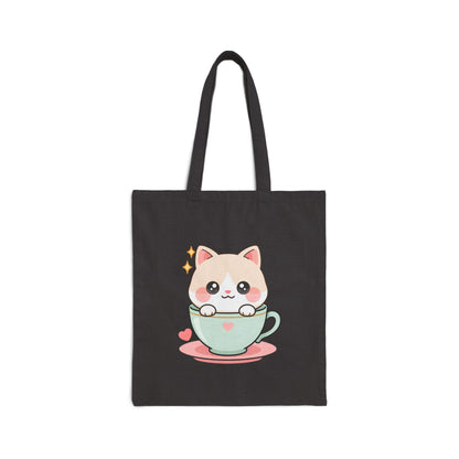 Kawaii Cat Tote Bag – Teacup Kitten Gift
