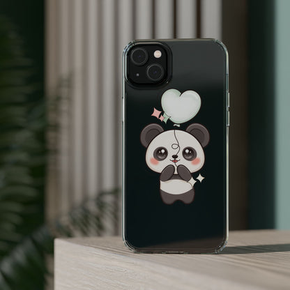 Kawaii Panda Clear Phone Case with Balloon