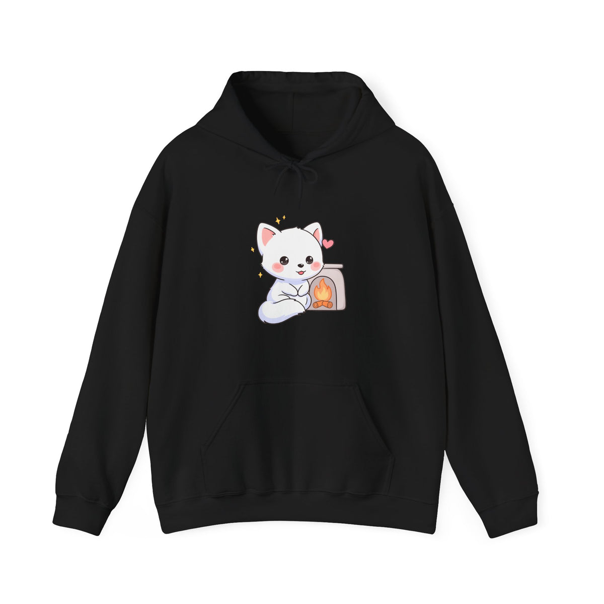 Kawaii Arctic Fox Hoodie for Cozy Fireplace Evenings