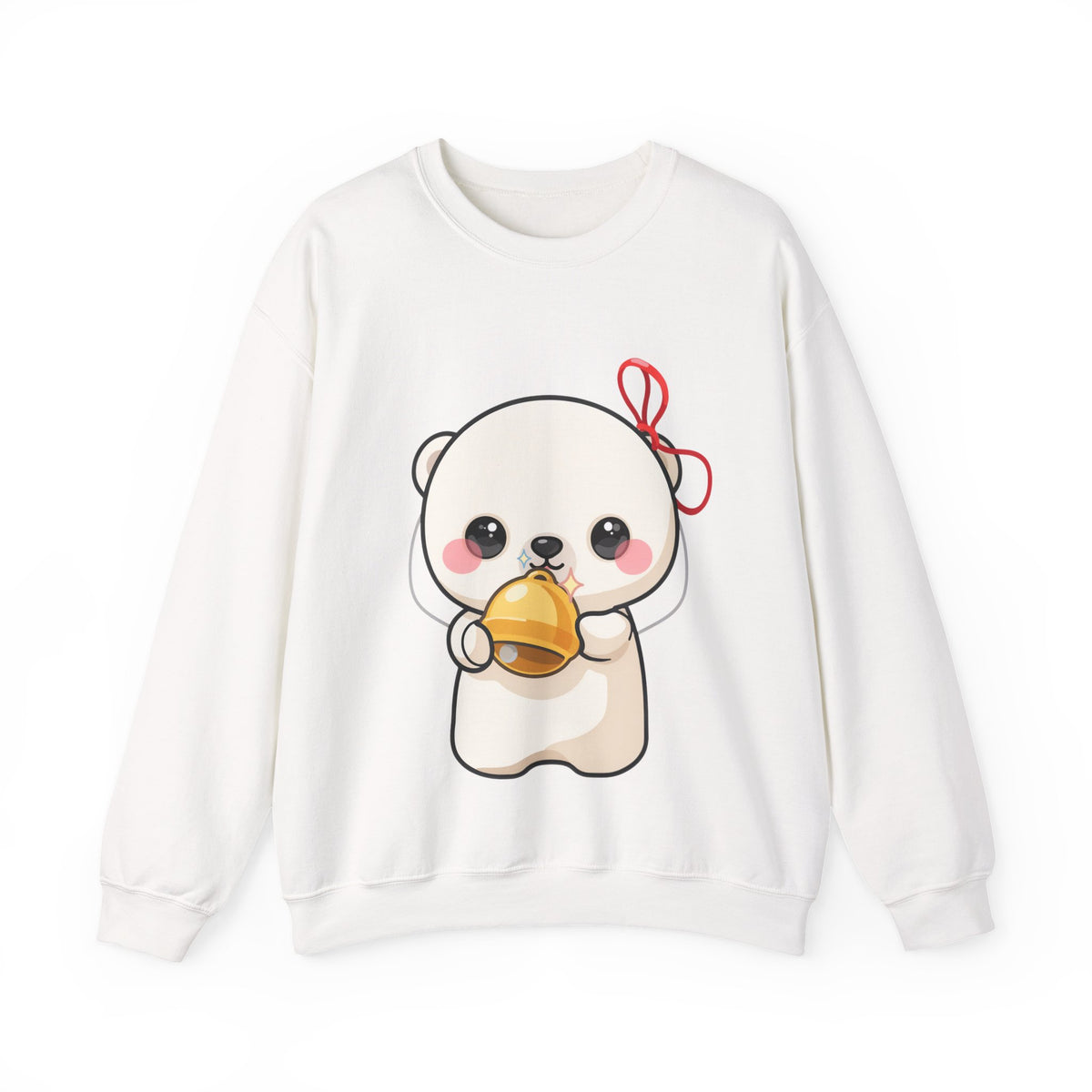 Kawaii Polar Bear Sweatshirt, Jingle Bell Holiday Crewneck
