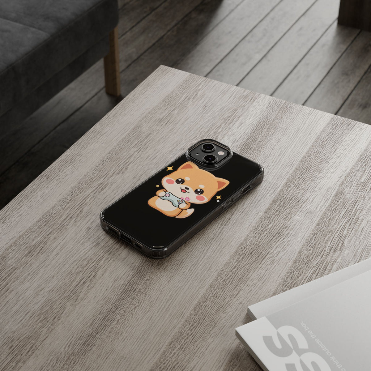 Kawaii Shiba Inu Gamer Phone Case, Clear Impact-Resistant