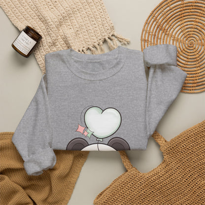Kawaii Panda Sweatshirt with Heart Balloon