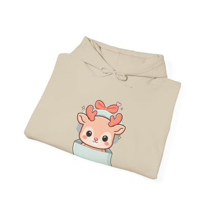 Kawaii Reindeer Hoodie, Gift Box Christmas Sweatshirt