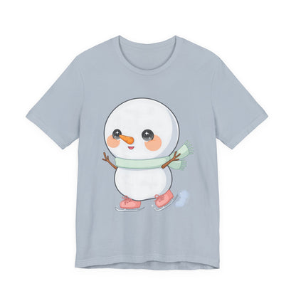 Cute Snowman T-Shirt, Kawaii Ice Skating Holiday Gift