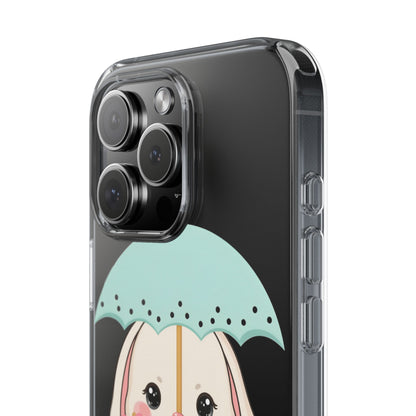 Kawaii Bunny Phone Case with Umbrella | Cute Clear Case