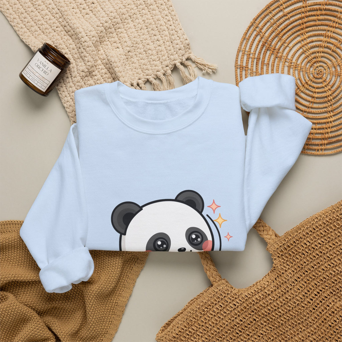 Kawaii Panda Skateboard Sweatshirt, Cute Chibi Panda
