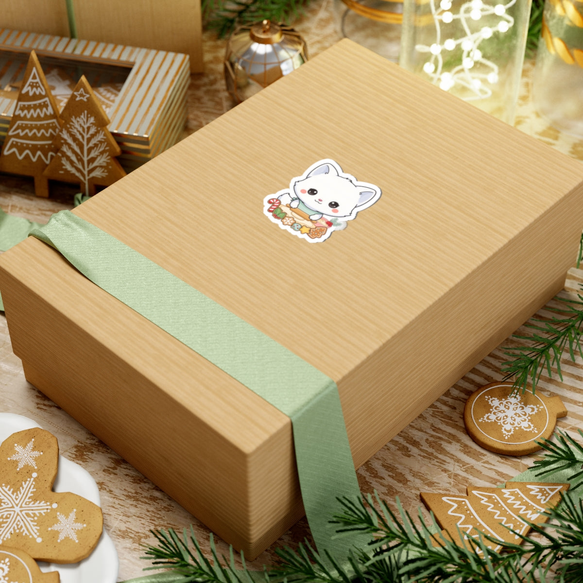 Christmas Fox Sticker: Kawaii Arctic Baker