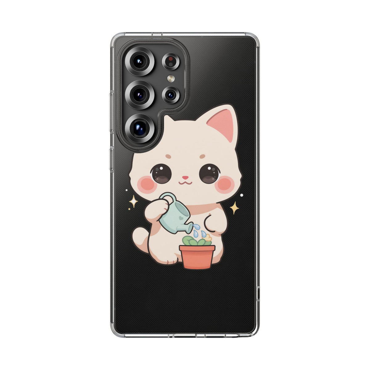 Kawaii Cat Phone Case, Cute Plant Lover Gift