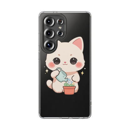 Kawaii Cat Phone Case, Cute Plant Lover Gift