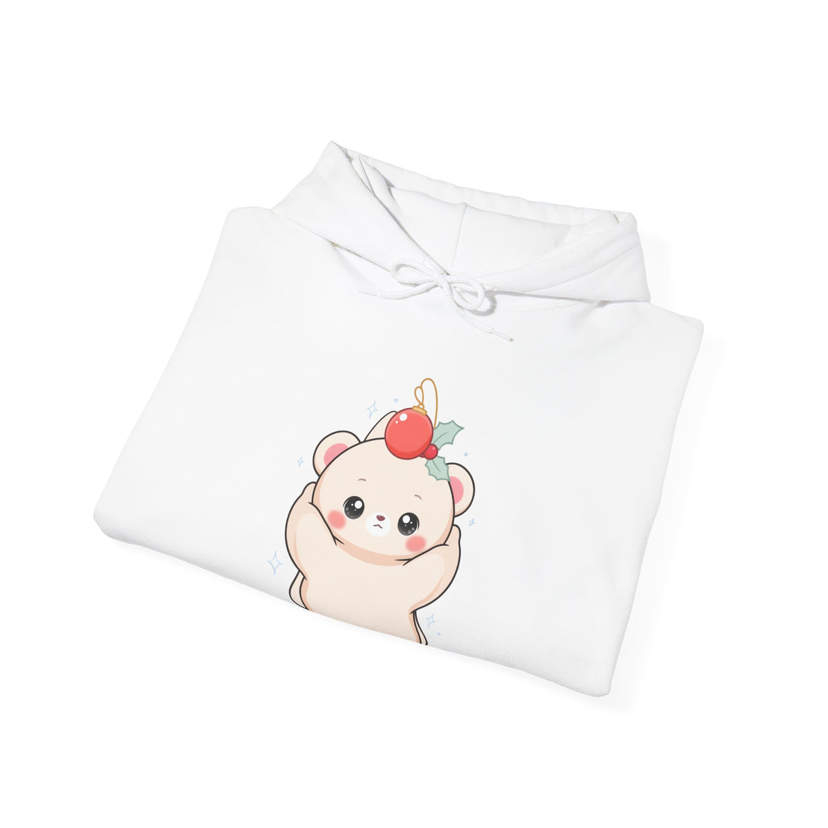 Christmas Polar Bear Hoodie, Cute Kawaii Holiday Sweatshirt