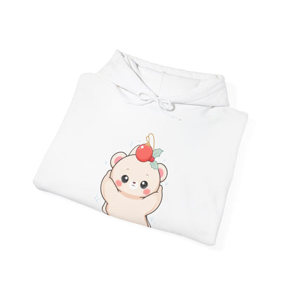 Christmas Polar Bear Hoodie, Cute Kawaii Holiday Sweatshirt