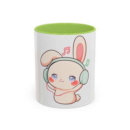 Kawaii Bunny Music Mug, Cute Accent Coffee Mug