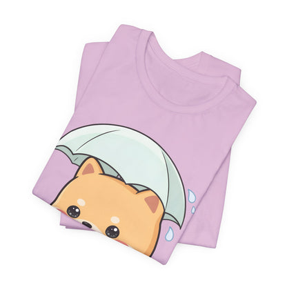 Kawaii Shiba Inu Umbrella T-Shirt for Rainy Day Fans