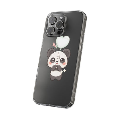 Kawaii Panda Clear Phone Case with Balloon