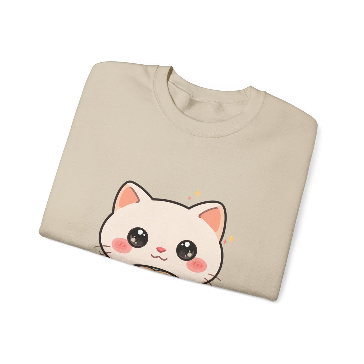 Kawaii Latte Cat Sweatshirt, Cute Chibi Coffee Cat Crewneck