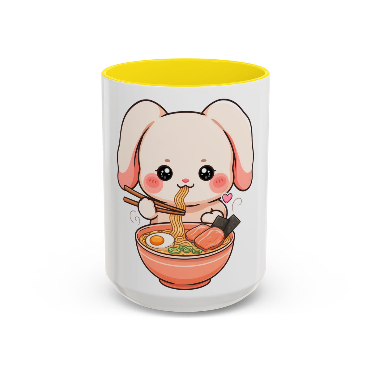 Kawaii Ramen Bunny Accent Coffee Mug, 11 oz or 15 oz