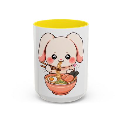 Kawaii Ramen Bunny Accent Coffee Mug, 11 oz or 15 oz