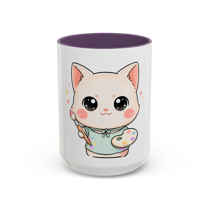 Kawaii Cat Artist Accent Coffee Mug