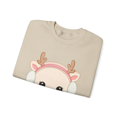 Kawaii Reindeer Sweatshirt, Cute Winter Crewneck