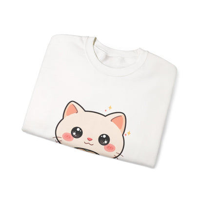 Kawaii Latte Cat Sweatshirt, Cute Chibi Coffee Cat Crewneck
