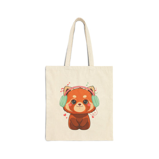 Kawaii Red Panda Tote Bag for Music Lovers