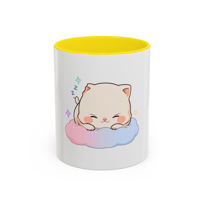 Kawaii Sleeping Cat Accent Coffee Mug