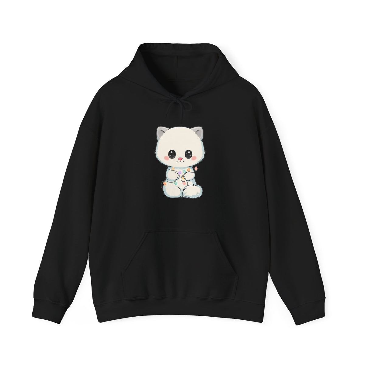 Kawaii Arctic Fox Hoodie with Fairy Lights