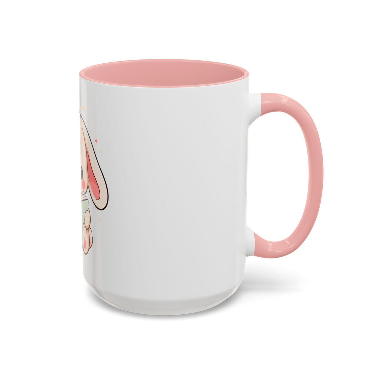 Kawaii Reading Bunny Mug, Cute Book Lover Accent Coffee Mug
