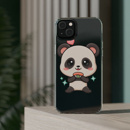 Kawaii Panda Sushi Phone Case, Clear Impact-Resistant Case