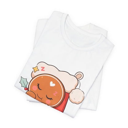 Sleeping Gingerbread Man Christmas T-Shirt, Kawaii Holiday Tee