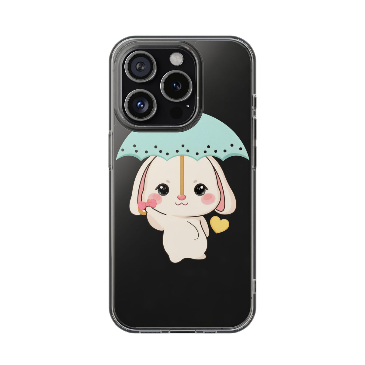 Kawaii Bunny Phone Case with Umbrella | Cute Clear Case