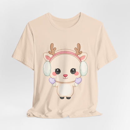 Kawaii Reindeer T-Shirt, Cute Winter Animal Tee
