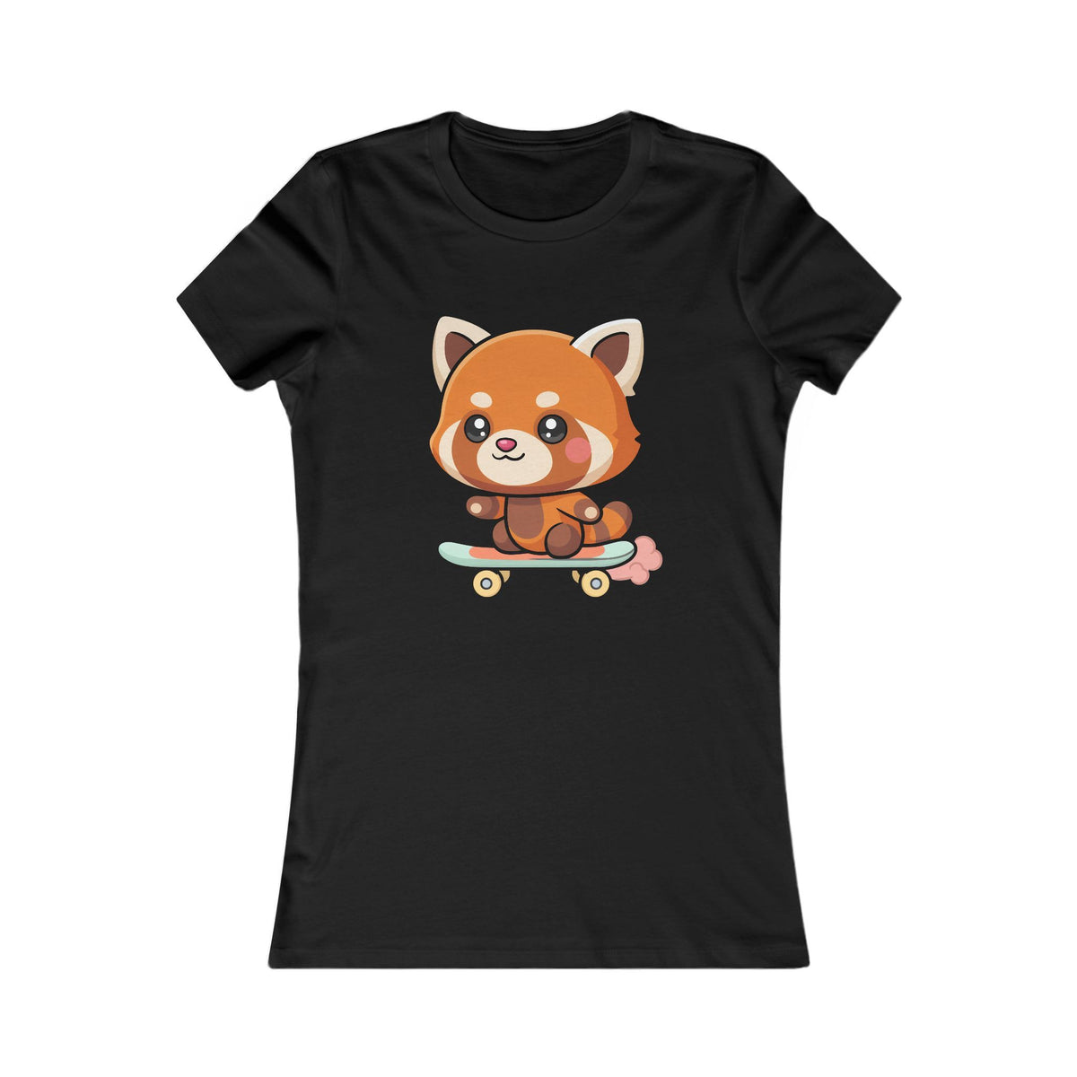 Kawaii Red Panda Skateboard Tee for Women