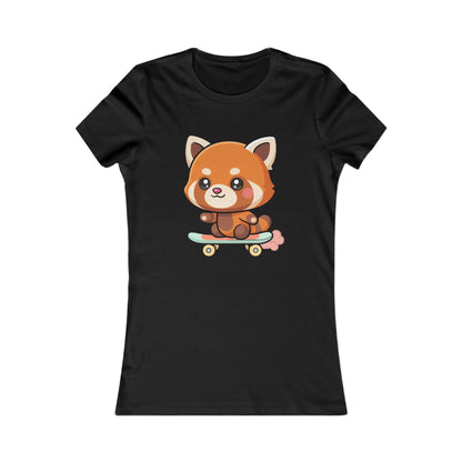 Kawaii Red Panda Skateboard Tee for Women