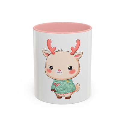 Kawaii Reindeer Christmas Mug – Cute Holiday Accent Coffee Mug