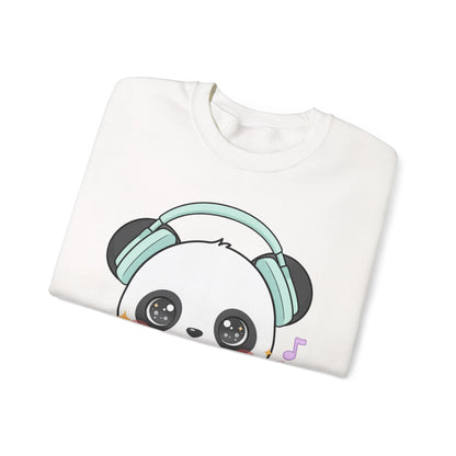 Kawaii Panda Music Sweatshirt, Cute Headphone Panda Crewneck