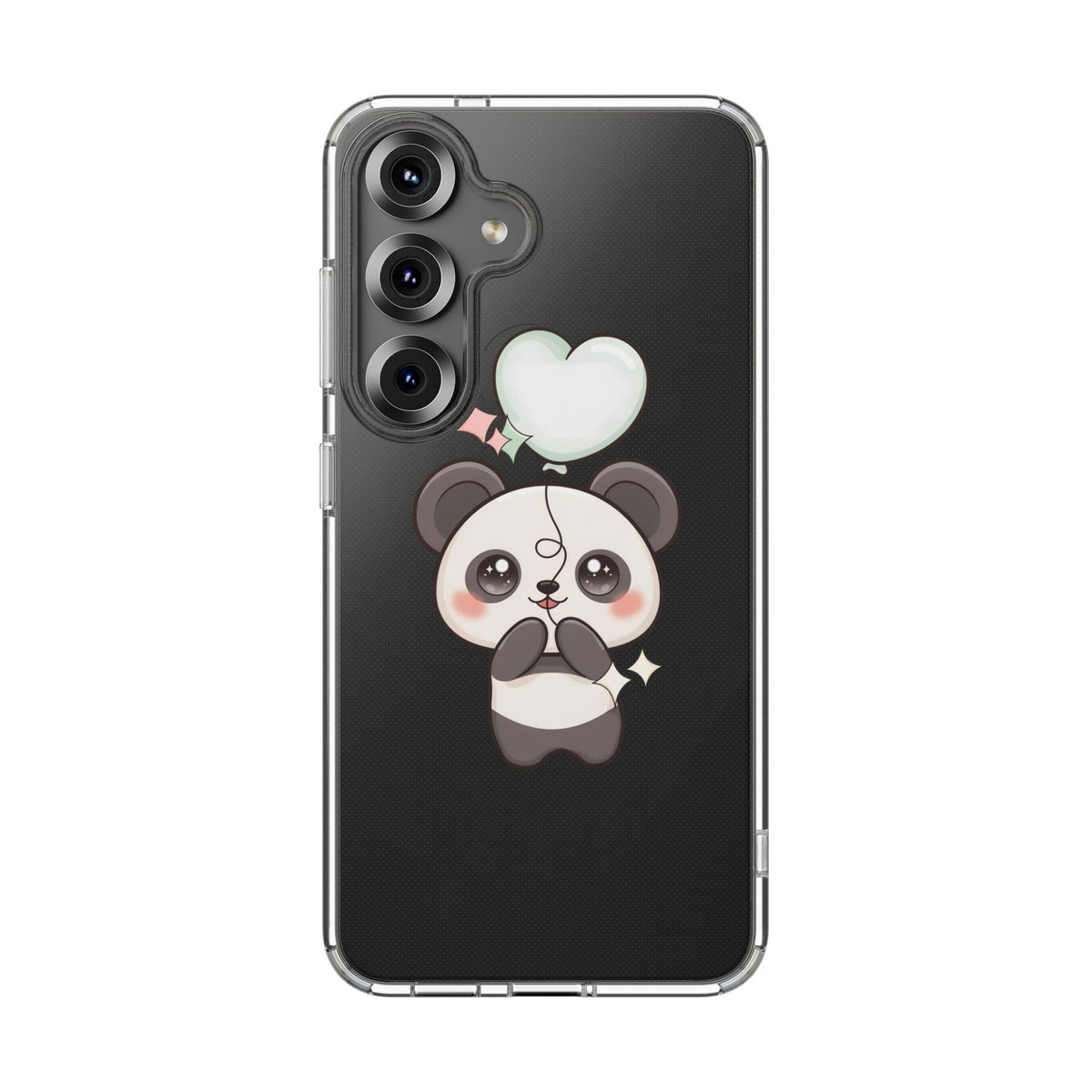 Kawaii Panda Clear Phone Case with Balloon