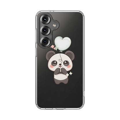 Kawaii Panda Clear Phone Case with Balloon