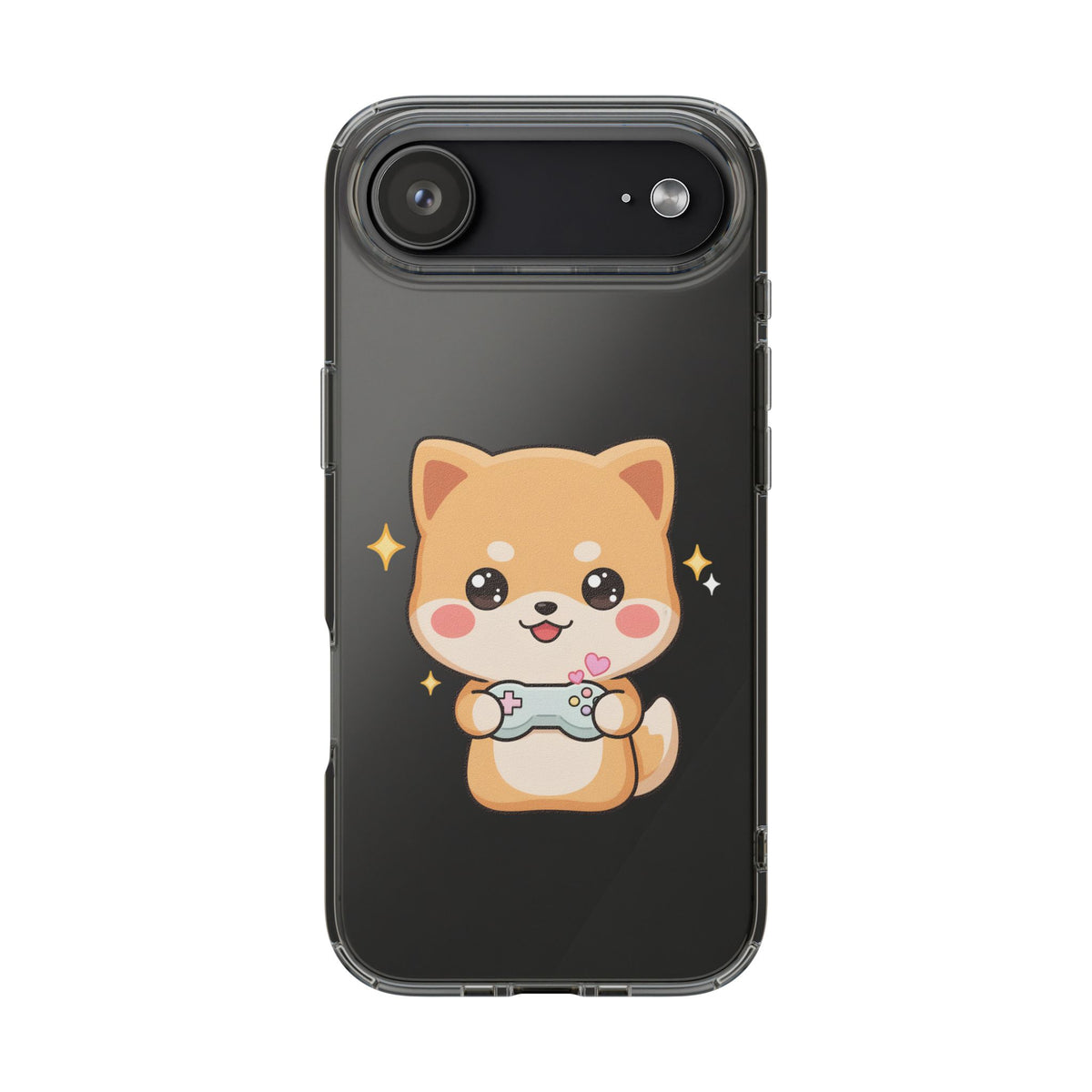 Kawaii Shiba Inu Gamer Phone Case, Clear Impact-Resistant