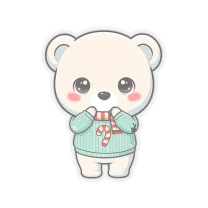 Kawaii Polar Bear Christmas Sticker for Cozy Holiday Cheer