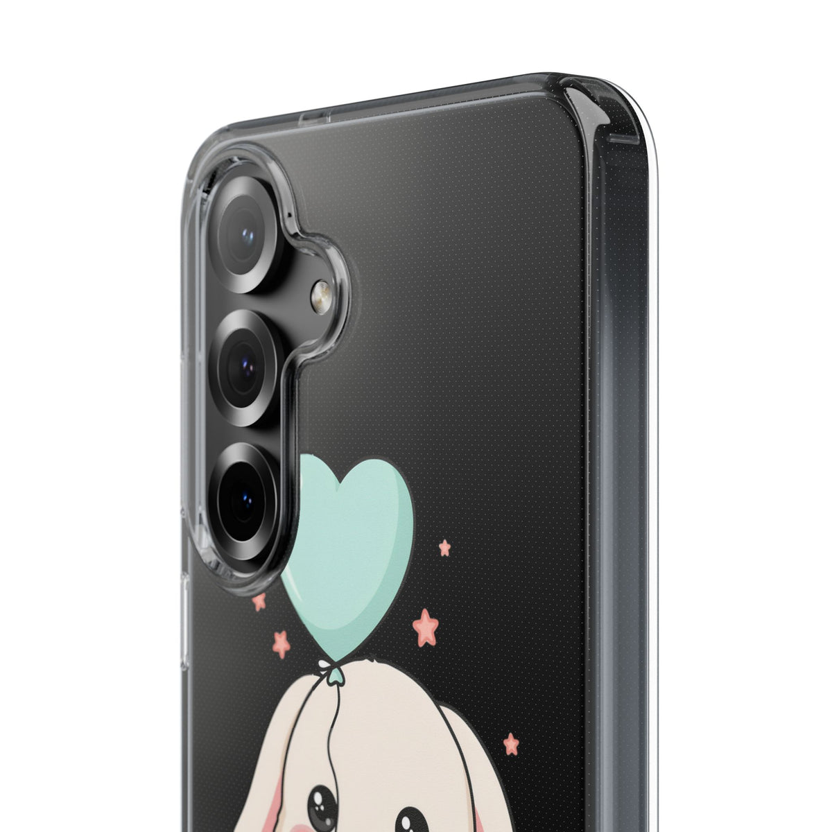 Kawaii Bunny Phone Case with Balloon, Clear Impact-Resistant