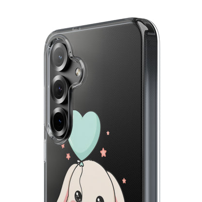 Kawaii Bunny Phone Case with Balloon, Clear Impact-Resistant