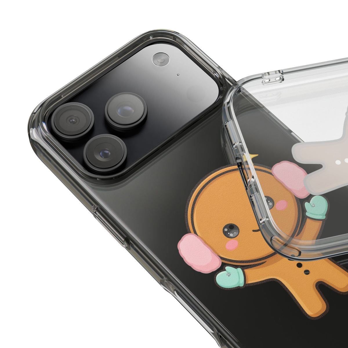 Kawaii Gingerbread Phone Case, Cute Winter Character