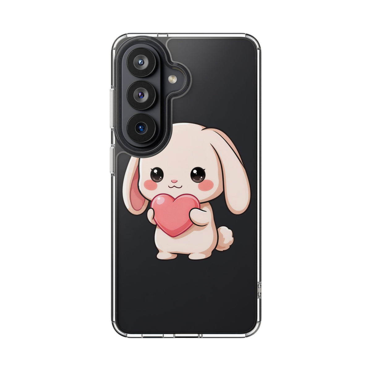 Kawaii Bunny Clear Phone Case with Heart